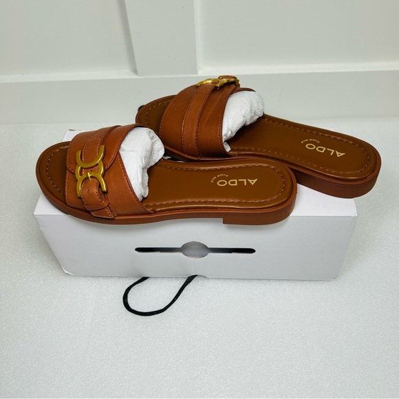 NEW Aldo Dallaedar Slide sandal Brown 6 - Picture 3 of 7